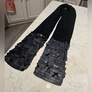 Never worn Nordstrom 80” black rayon woven scarf w/ matte black paillettes